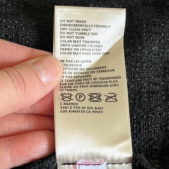 L'AGENCE Agnes Tweed Jacket in Black Wash, Size Small, Made in USA, Denim Fringe - Picture 7 of 12